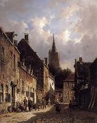 unknow artist, European city landscape, street landsacpe, construction, frontstore, building and architecture. 153